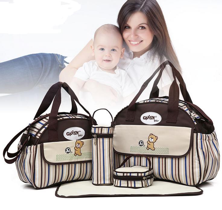 5 PCS/SET Baby Nappy Bags Diaper Bag Mother Shoulder Bag