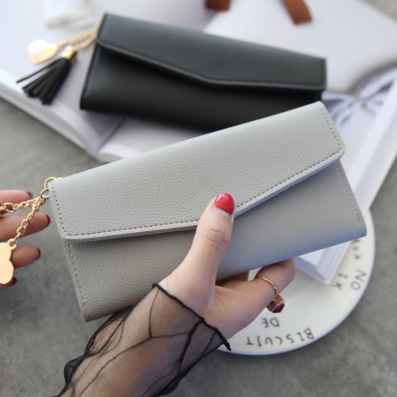 Leather Wallets Women Long Tassel Luxury Clutch