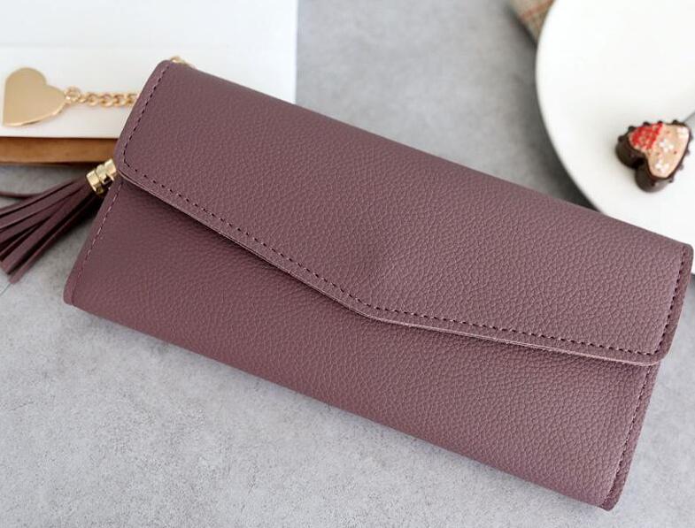 Leather Wallets Women Long Tassel Luxury Clutch