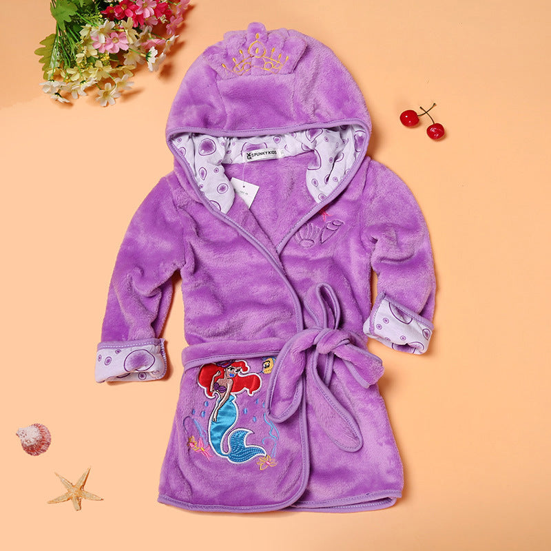 Boys and Girls Bathrobes Children's Cartoon Bathrobes Multicolor Home Pajamas