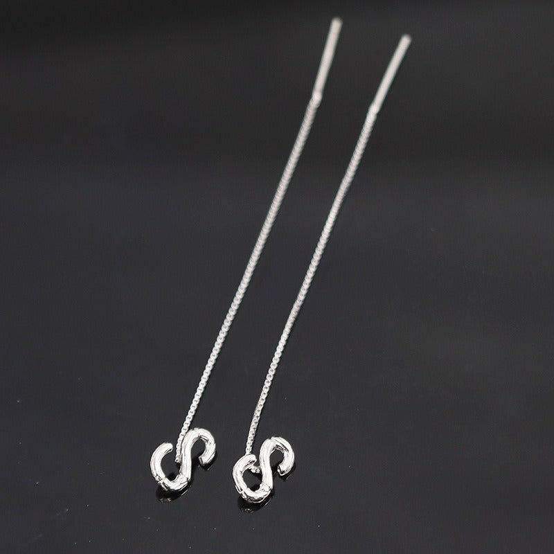 Sterling Silver  Letters Drop Earrings For Women