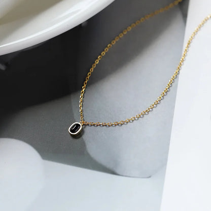 925 Sterling Silver Black Agate Pendant Necklace for Women