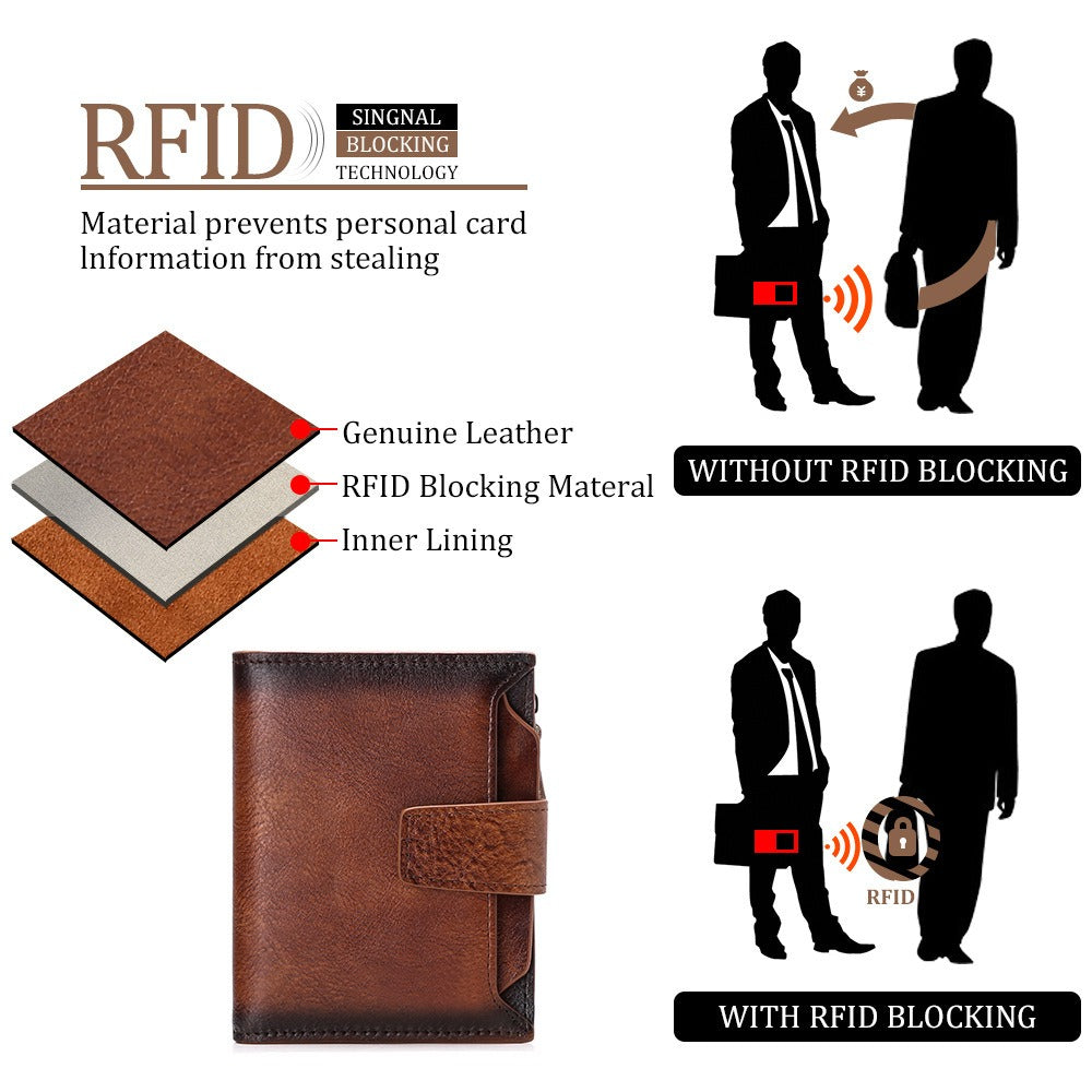 Men's short genuine leather wallet driver's license wallet father's day gift