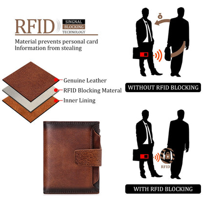 Men's short genuine leather wallet driver's license wallet father's day gift