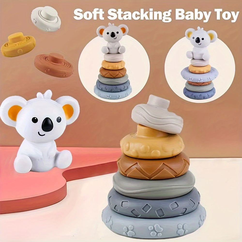 block rainbow circle six layer stacked music kneading called baby gum toy