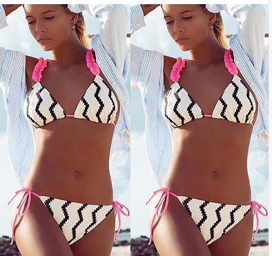 Wave Stripped Bikini Set Swimsuit