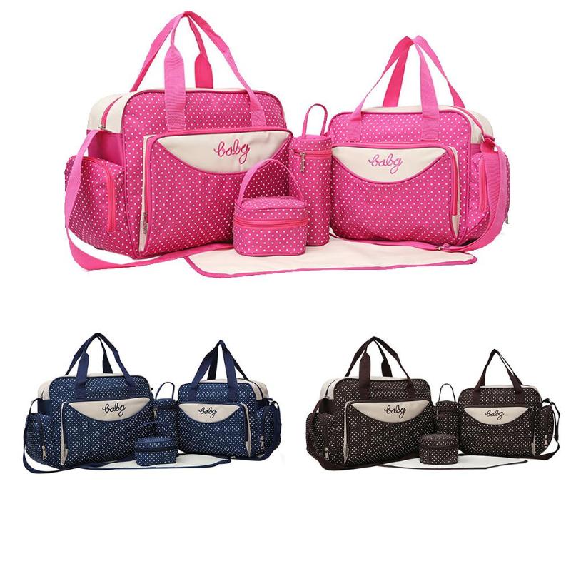 5pcs/Set Mother Mummy Diaper Bag Set Maternity Suit Large Handbag