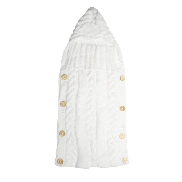 Baby Infant Swaddle Wrap Warm Wool Blends Crochet Knitted Hoodie Soft Swaddling Wrap Blanket Sleeping Bag