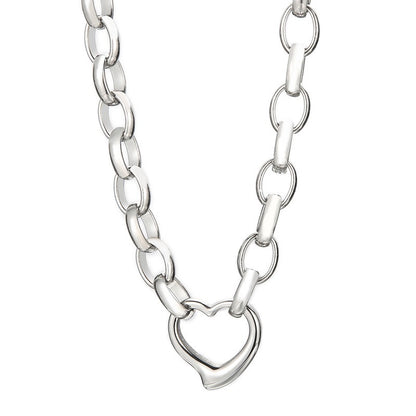 Stainless steel heart pendant bracelet necklace set clavicle chain