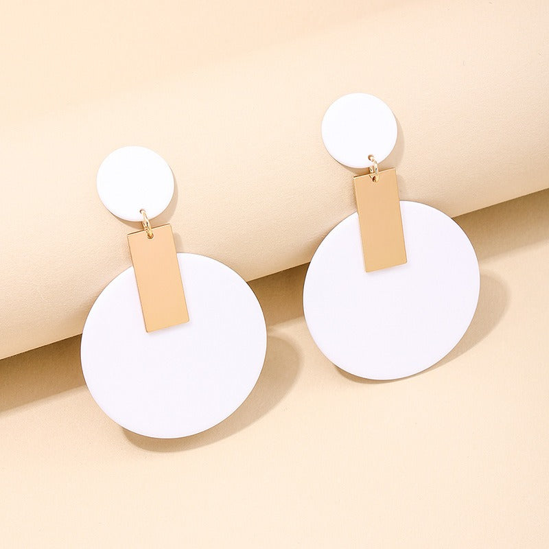 Acrylic geometric triangle circular women's earrings