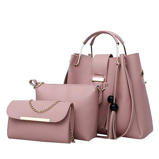 3Pcs/Sets Women Handbags Leather Shoulder Bags