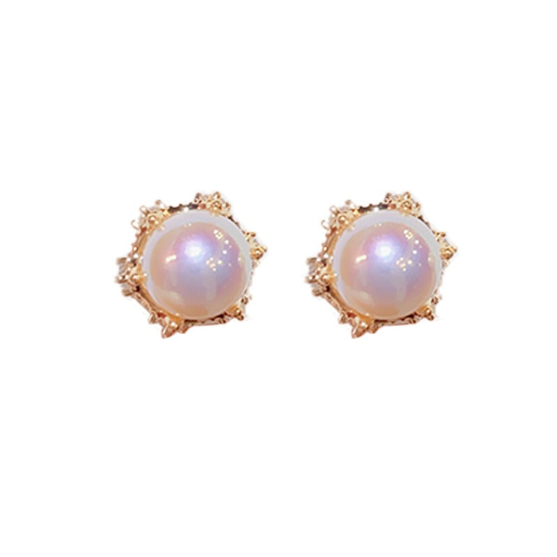 Small and exquisite retro Macbeth pearl zircon earrings