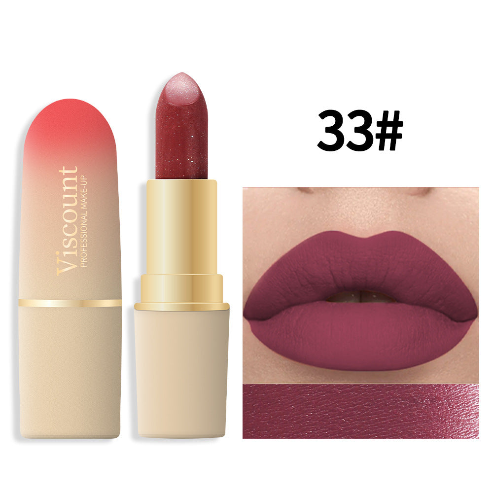 Waterproof And Durable Lipstick Velvet Fine Glitter Matte Lip