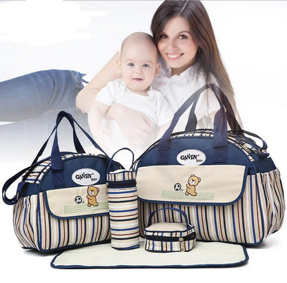 5 PCS/SET Baby Nappy Bags Diaper Bag Mother Shoulder Bag