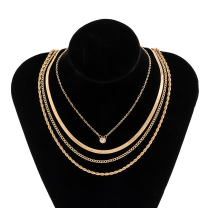 Niche snake bone twist chain combination necklace