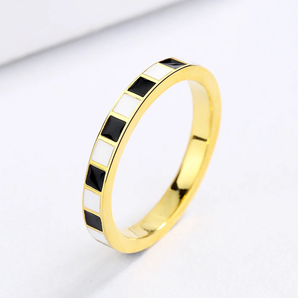 Ring for Women Black White Ring