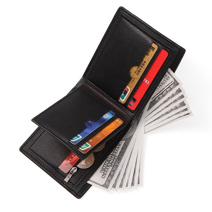 Leather Zipper Short Men's Wallet Retro US Dollar Wallet