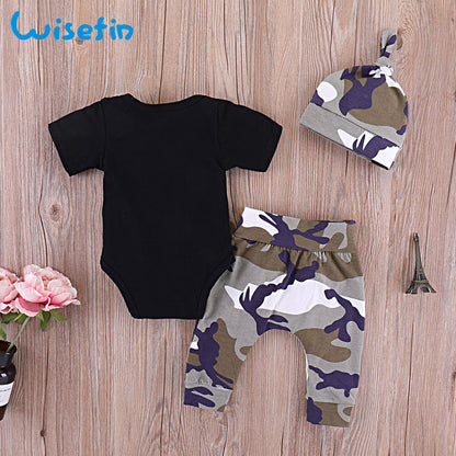 Set Summer For Boy 3 Piece Cartoon Print Kids Outfit With Hat For Newborn