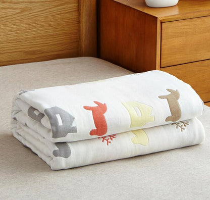 100% Cotton Summer Quilt Baby Bedding Blanket 90*100 cm Six Layers Muslin Newborns