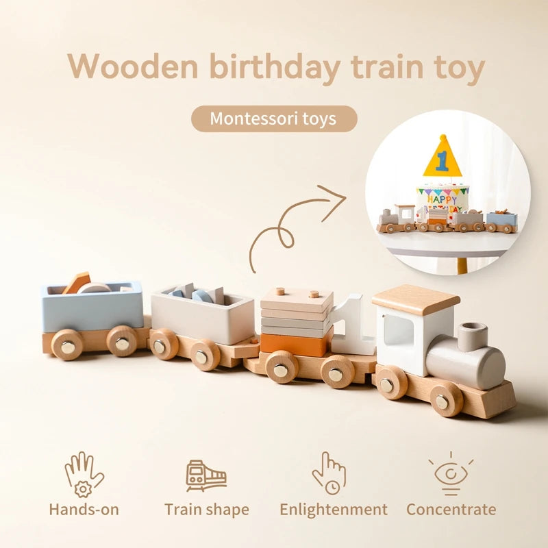 Wooden Train  Montessori Toys Baby Educational Toys