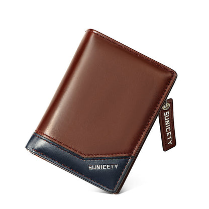 Short Men's Wallet PU Leather Multi-Function Zipper