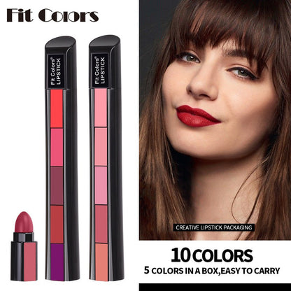 5 Colors Matte Velvet Lipstick Waterproof Sweatproof Lip Gloss Duration