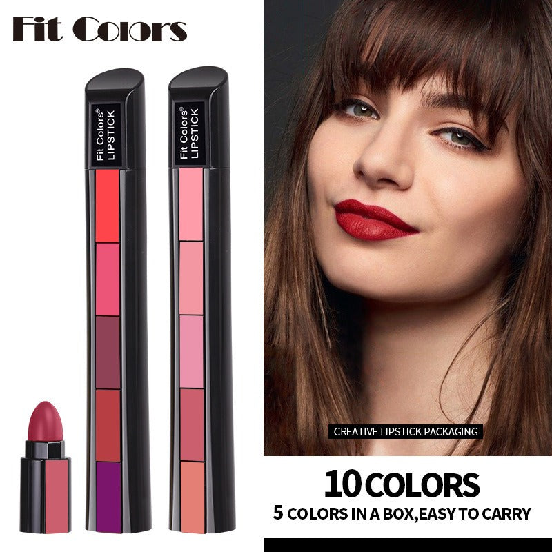 5 Colors Matte Velvet Lipstick Waterproof Sweatproof Lip Gloss Duration