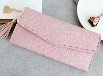 Leather Wallets Women Long Tassel Luxury Clutch