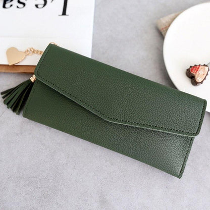 Leather Wallets Women Long Tassel Luxury Clutch