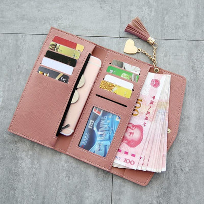 Leather Wallets Women Long Tassel Luxury Clutch