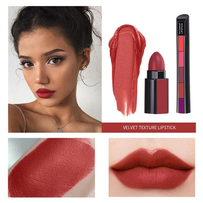 5 Colors Matte Velvet Lipstick Waterproof Sweatproof Lip Gloss Duration