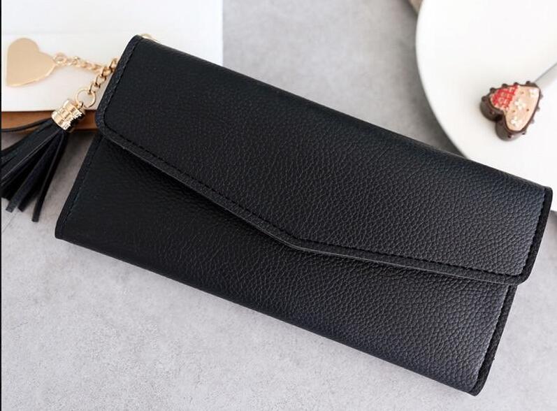 Leather Wallets Women Long Tassel Luxury Clutch