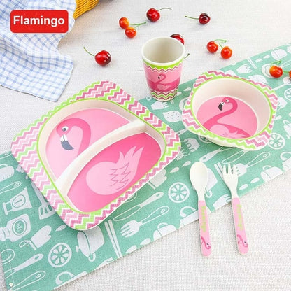 5pcs/set Children Baby Bamboo Fiber Tableware Baby Tableware