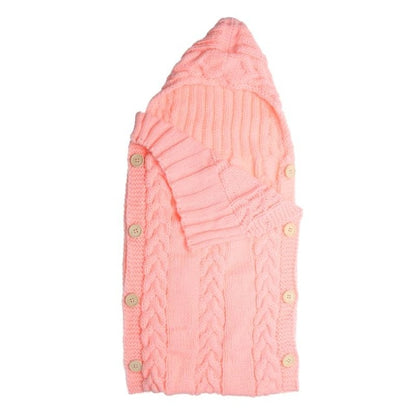 Baby Infant Swaddle Wrap Warm Wool Blends Crochet Knitted Hoodie Soft Swaddling Wrap Blanket Sleeping Bag