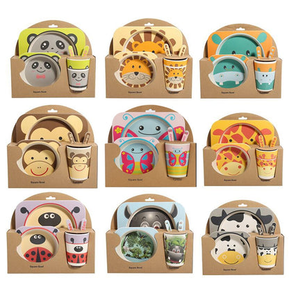 5pcs/set Children Baby Bamboo Fiber Tableware Baby Tableware