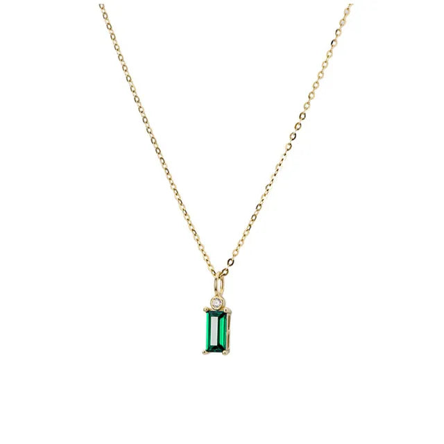 925 Sterling Silver 14K Gold Plated Emerald Green