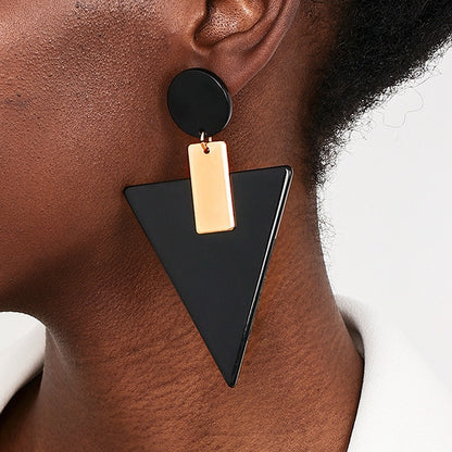 Acrylic geometric triangle circular women's earrings