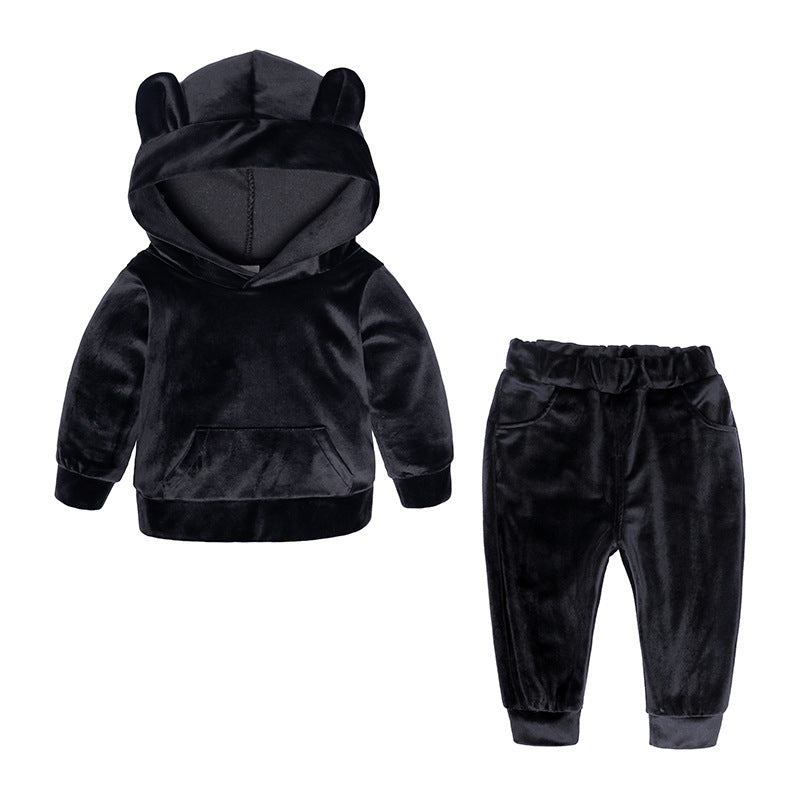 Boys And Girls Suits Sports And Leisure Velvet Two-Piece