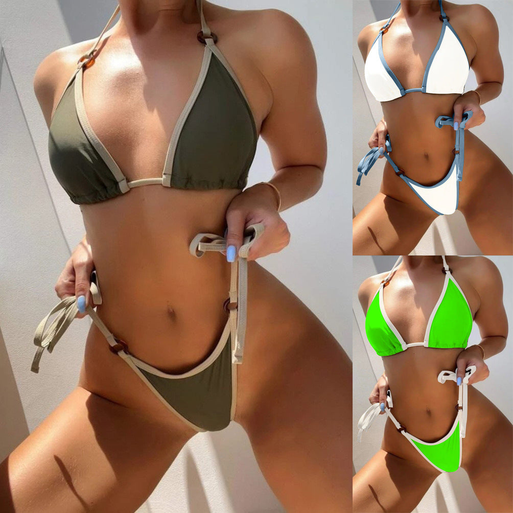 Solid color split bikini  women's swimsuit