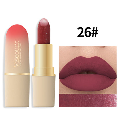 Waterproof And Durable Lipstick Velvet Fine Glitter Matte Lip