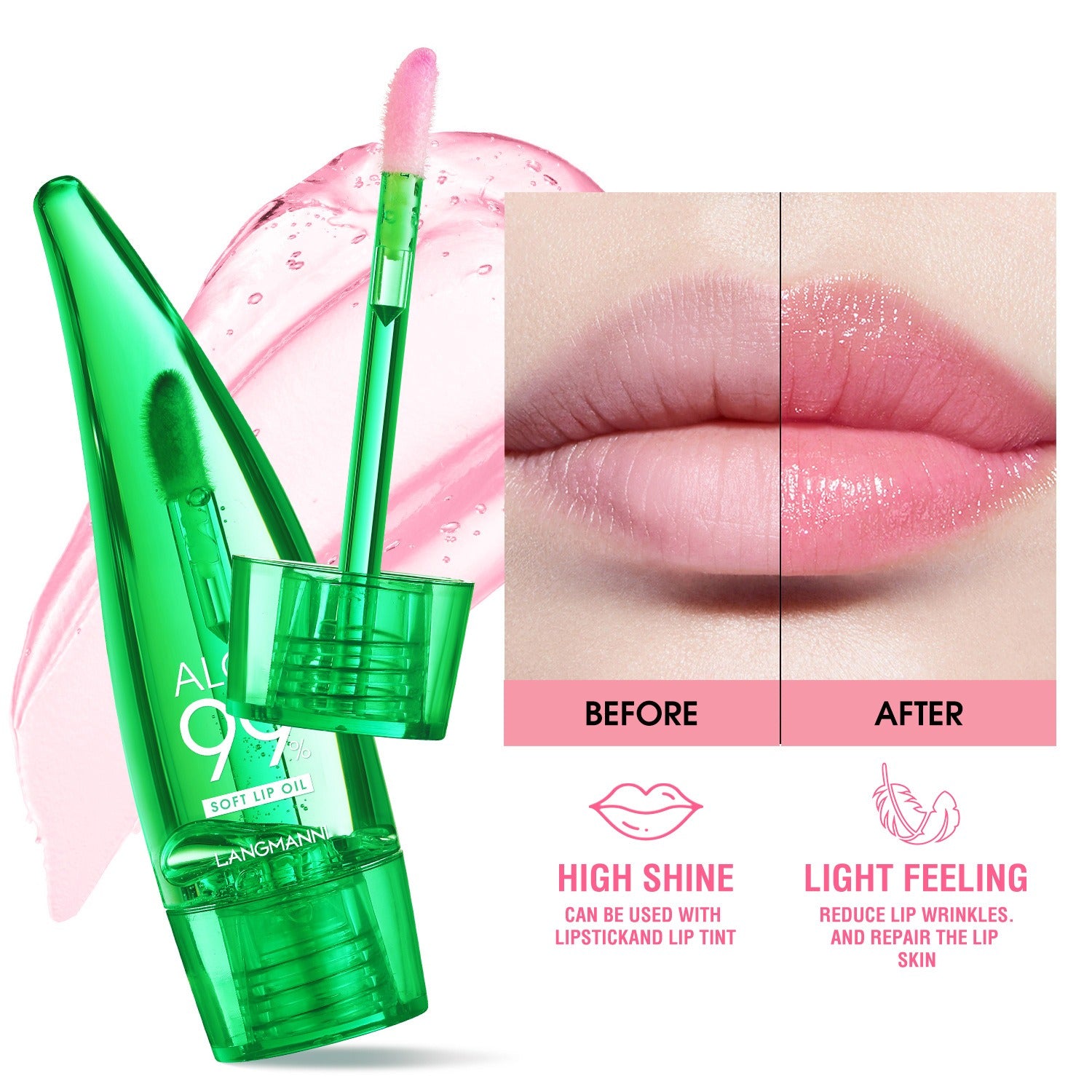 Aloe vera lip gloss, temperature-sensitive color-changing lip glaze