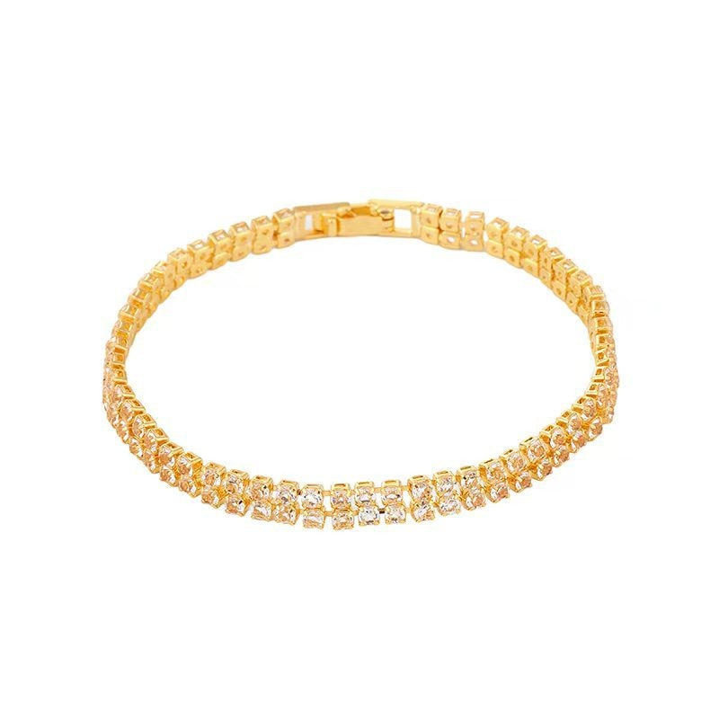 Diamond zircon couple bracelet