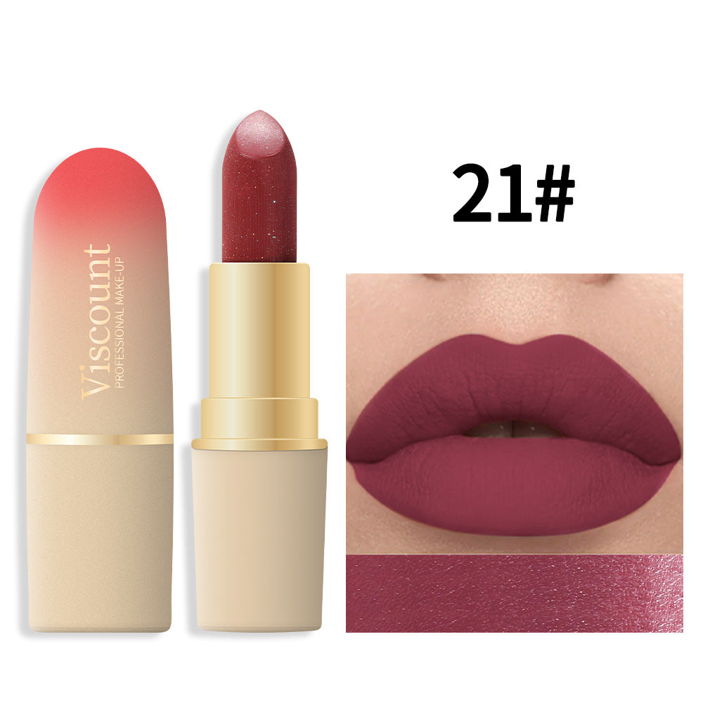 Waterproof And Durable Lipstick Velvet Fine Glitter Matte Lip