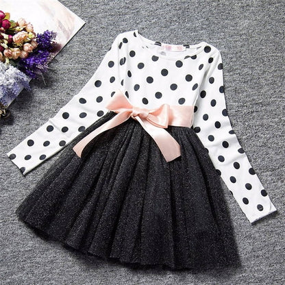 Dot Long Sleeve Dress For Girls