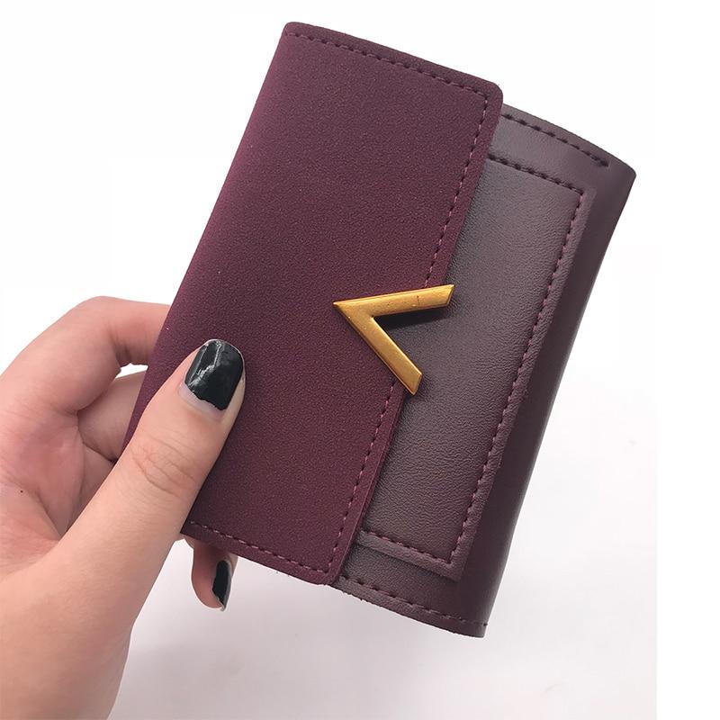 Matte Leather Small Women Wallet Luxury Brand