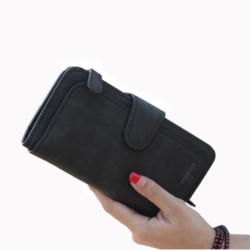 Brand Leather Women Wallet High Quality Design Hasp Solid Color Card Bags