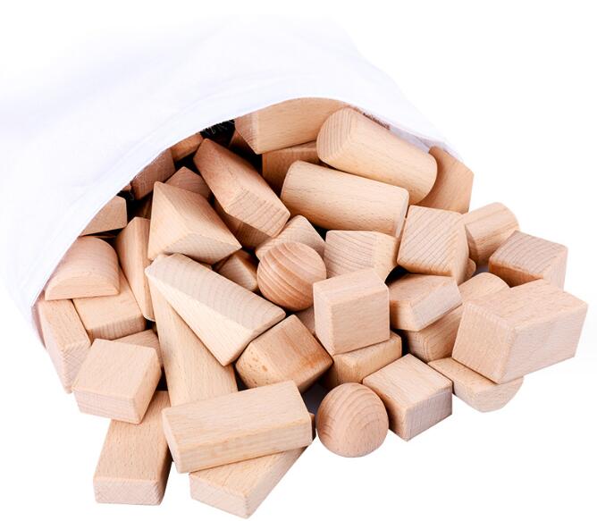 100 Blocks Made of Barrels of Beech Wood Lump Logs Baby Toys for Early Education