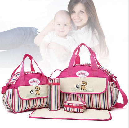 5 PCS/SET Baby Nappy Bags Diaper Bag Mother Shoulder Bag