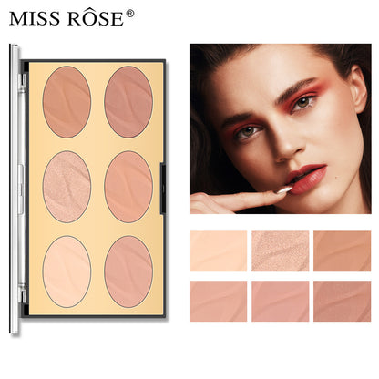 Wet And Dry Matte Multi-Function Six Color Nose Shadow  Gloss Powder Oil Waterproof Powder