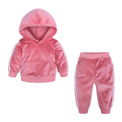 Boys And Girls Suits Sports And Leisure Velvet Two-Piece